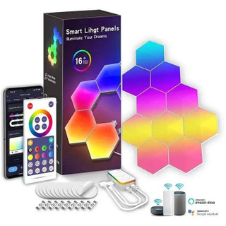 پنل LED هوشمند، ال ای دی 6ضلعی کندویی، مدل 8 تیکه ، چراغ دیواری RGB گیمینگ هوشمند با ریموت و اپلیکیشن | نورپردازی مدرن و هوشمند برای خانه و اتاق گیمینگ